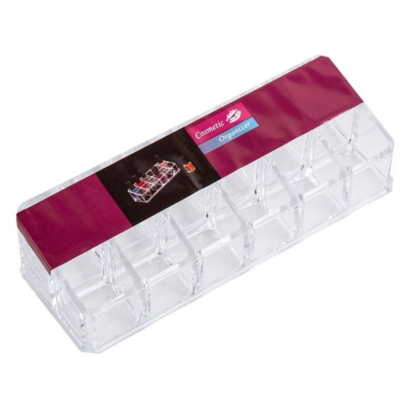 Ingrijire personala si Cosmetice - Machiaj - Portfarduri si genti cosmetice - Suport organizator oja, acrilic, 12 compartimente, 17 x 7 x 3 cm, transparent - Infinity.ro