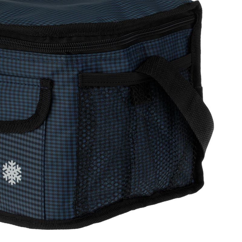 Sport si Outdoor - Camping - Bucatarie de camping - Cutii si genti frigorifice - Geanta izoterma, model cu carouri, maner negru, capacitate 7l, dimensiuni 25 x 18 x 16 cm, albastru - Infinity.ro