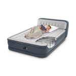 Sport si Outdoor - Camping - Saltele si accesorii pentru somn - Saltele camping - Saltea gonflabila intex, suport pentru cap, pompa incorporata, fibra-tech, 236 x 152 x 46cm, gri - Infinity.ro