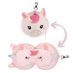 Sport si Outdoor - Articole de voiaj - Accesorii articole de voiaj - Set perna de calatorie si masca de somn, forma unicorn, roz - Infinity.ro