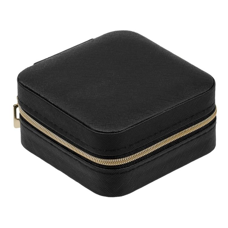 Fashion, accesorii si bijuterii - Femei - Bijuterii femei - Cutii bijuterii - Cutie organizator bijuterii, model fermoar, compartimente multiple, culoare negru, dimensiuni 10x 10x 5cm - Infinity.ro