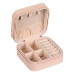 Fashion, accesorii si bijuterii - Femei - Bijuterii femei - Cutii bijuterii - Cutie organizator bijuterii, model fermoar, compartimente catifea, culoare roz nude, dimensiuni 10x 10x 5cm - Infinity.ro