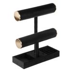 Fashion, accesorii si bijuterii - Femei - Bijuterii femei - Cutii bijuterii - Suport organizator bijuterii, model velvet, negru, dimensiuni 24 x 10x 27.5cm - Infinity.ro