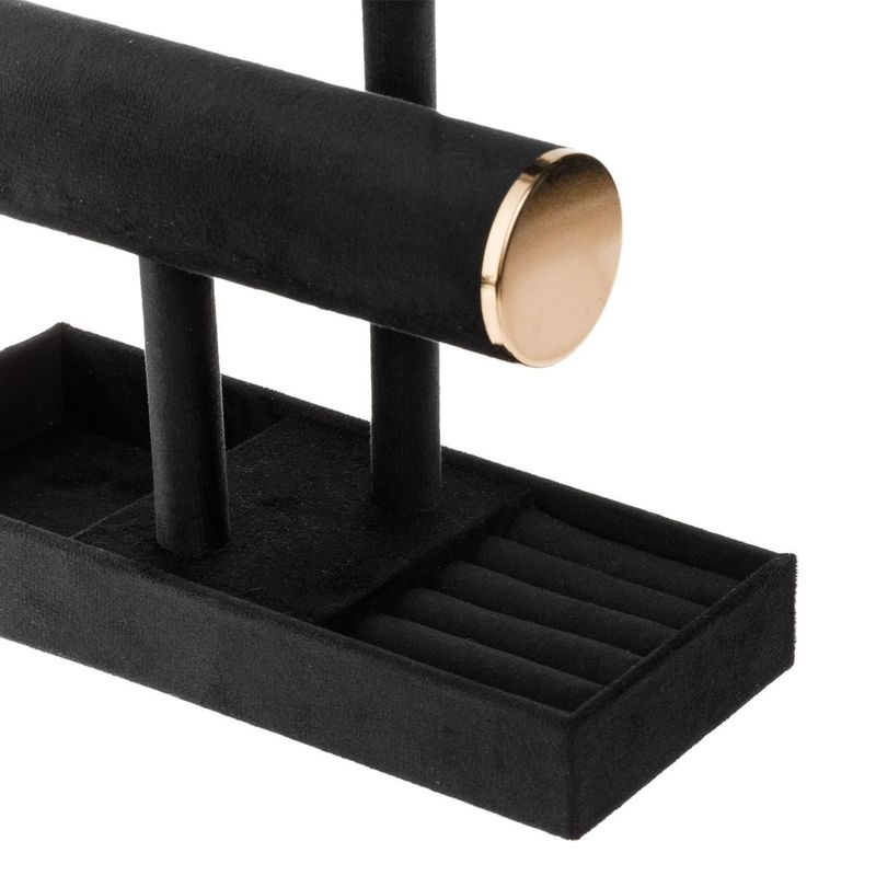 Fashion, accesorii si bijuterii - Femei - Bijuterii femei - Cutii bijuterii - Suport organizator bijuterii, model velvet, negru, dimensiuni 24 x 10x 27.5cm - Infinity.ro