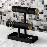 Fashion, accesorii si bijuterii - Femei - Bijuterii femei - Cutii bijuterii - Suport organizator bijuterii, model velvet, negru, dimensiuni 24 x 10x 27.5cm - Infinity.ro