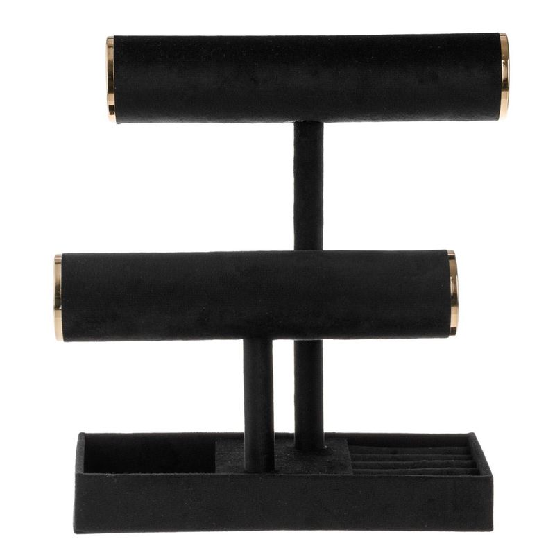 Fashion, accesorii si bijuterii - Femei - Bijuterii femei - Cutii bijuterii - Suport organizator bijuterii, model velvet, negru, dimensiuni 24 x 10x 27.5cm - Infinity.ro