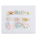 Fashion, accesorii si bijuterii - Copii - Accesorii copii - Bijuterii si ceasuri copii - Set inele, model unicorn, 9 bucati, multicolor, cutie roz pudra pentru copii - Infinity.ro