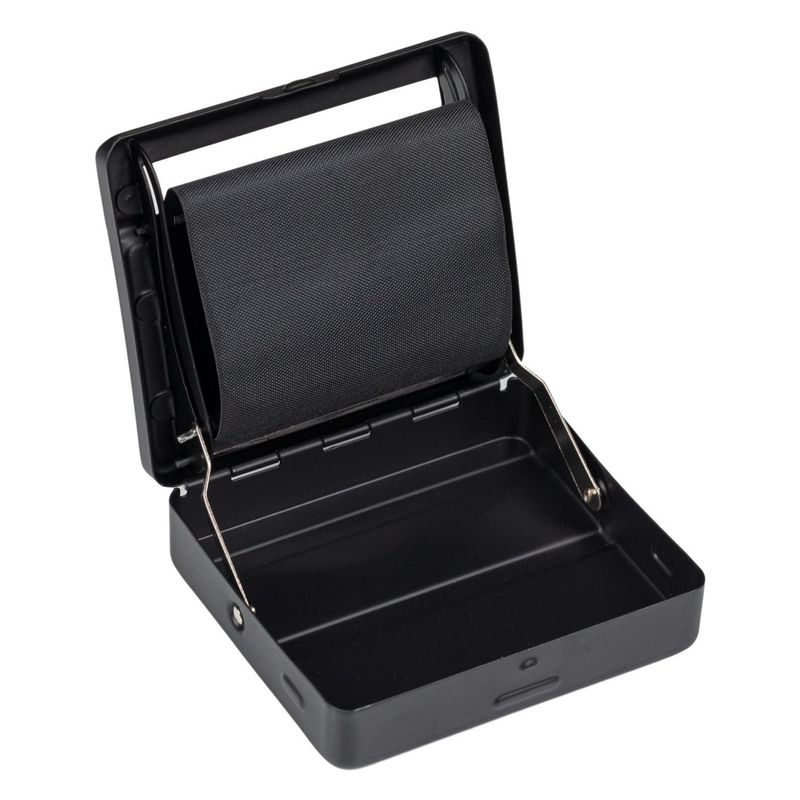 Market - Tutun si tigari - Articole si accesorii tutun - Husa tutun cu mecanism de rulat, ready to roll, metal, negru, 8 x 2.5 x 9cm - Infinity.ro