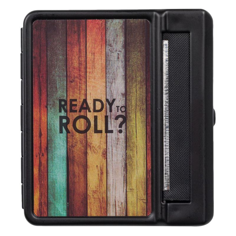 Market - Tutun si tigari - Articole si accesorii tutun - Husa tutun cu mecanism de rulat, ready to roll, metal, negru, 8 x 2.5 x 9cm - Infinity.ro