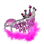 Fashion, accesorii si bijuterii - Copii - Accesorii copii - Accesorii pentru par copii - Coronita petrecere, fucsia, pene, mesaj glitter "birthday prince" - Infinity.ro