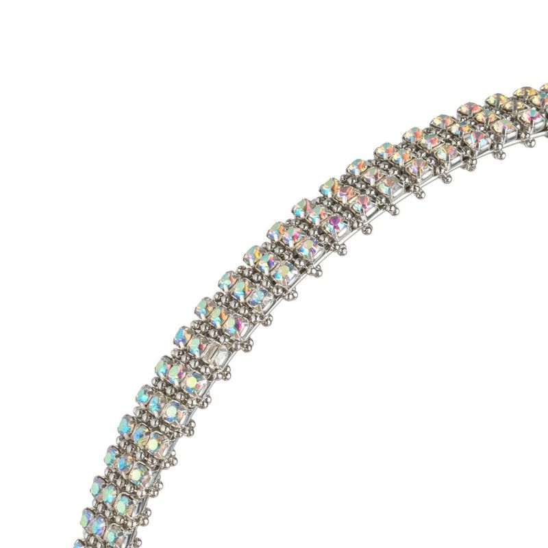 Fashion, accesorii si bijuterii - Femei - Accesorii femei - Accesorii pentru par femei - Coronita par femei, model subtire, argintiu, strasuri holografice, 3 randuri - Infinity.ro