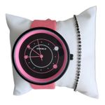 Fashion, accesorii si bijuterii - Femei - Bijuterii femei - Ceasuri femei - Set ceas casual de dama cu bratara inclusa, display analog, mecanism quartz, roz-negru - Infinity.ro