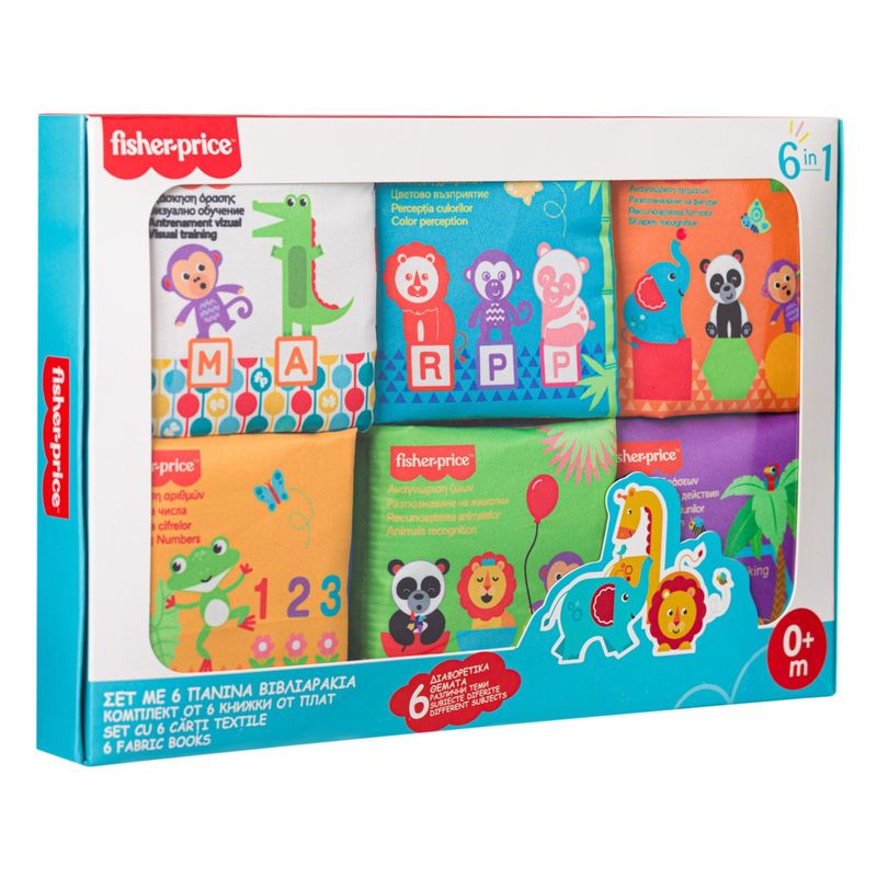 Carti si Birotica - Carti - Carti pentru copii - Carti pentru bebelusi - Set carti textile, fisher price, 6 bucati, dezvoltare vizuala, recunoastere forme, multicolor - Infinity.ro