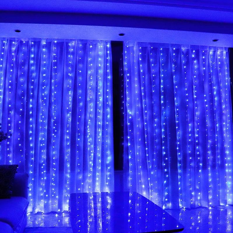 Casa si Gradina - Decoratiuni - Decoratiuni de sezon - Instalatie Tip Perdea, Cablu Negru, 480 LED-uri, IP65, 6*3m, Lumina Alba Calda/Rece, Albastra, Multicolora - Alb Rece - Infinity.ro