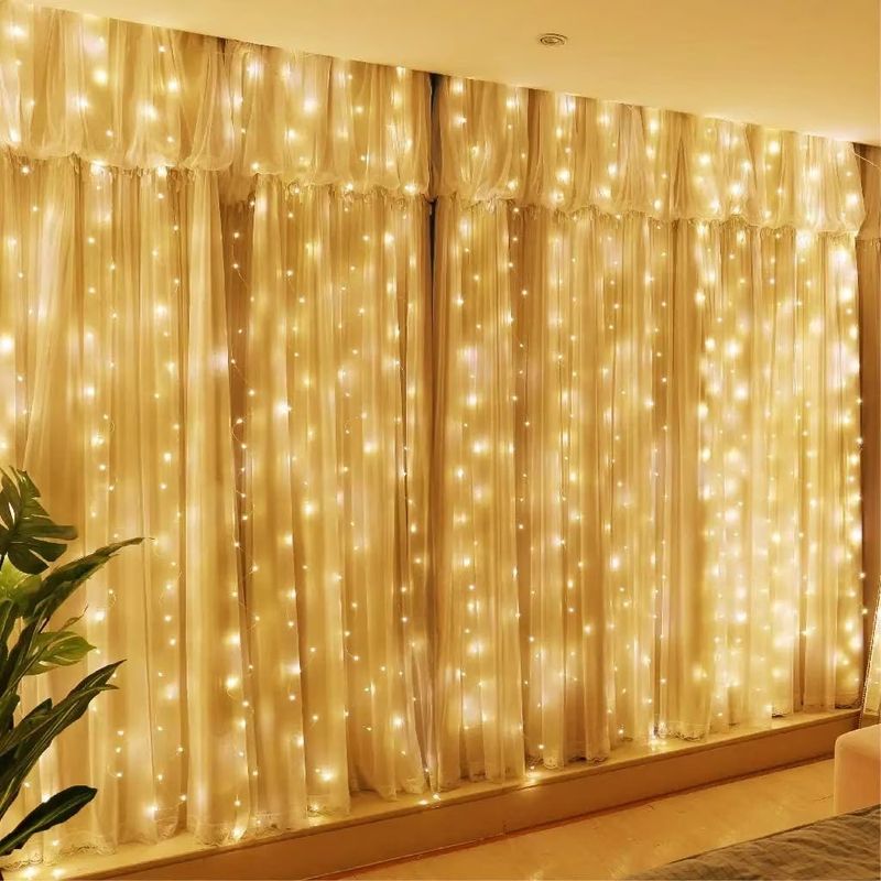 Casa si Gradina - Decoratiuni - Decoratiuni de sezon - Instalatie Tip Perdea, Cablu Negru, 480 LED-uri, IP65, 6*3m, Lumina Alba Calda/Rece, Albastra, Multicolora - Alb Rece - Infinity.ro