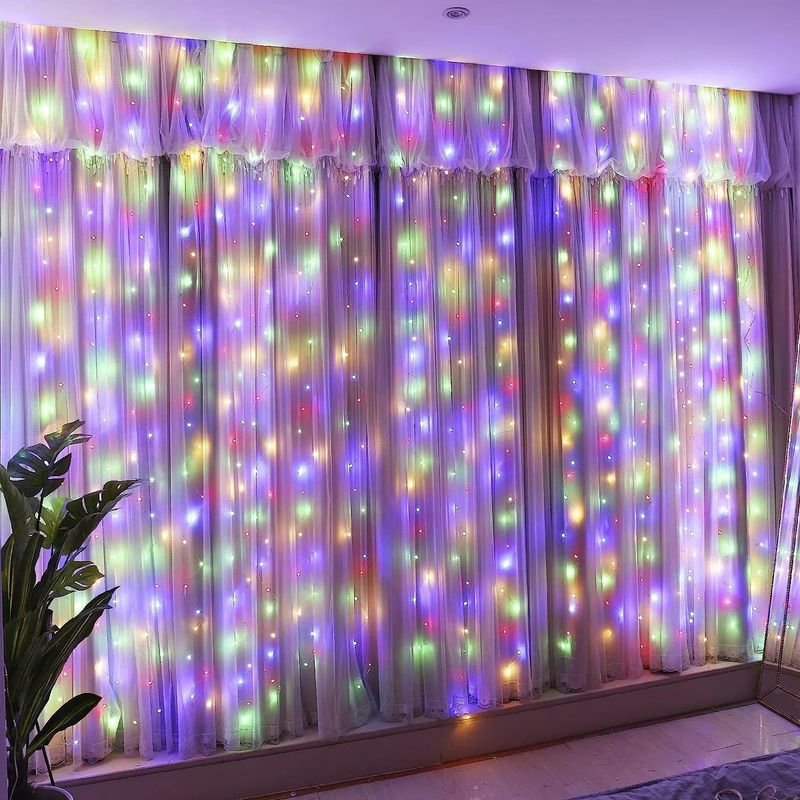 Casa si Gradina - Decoratiuni - Decoratiuni de sezon - Instalatie Tip Perdea, Cablu Negru, 480 LED-uri, IP65, 6*3m, Lumina Alba Calda/Rece, Albastra, Multicolora - Alb Rece - Infinity.ro