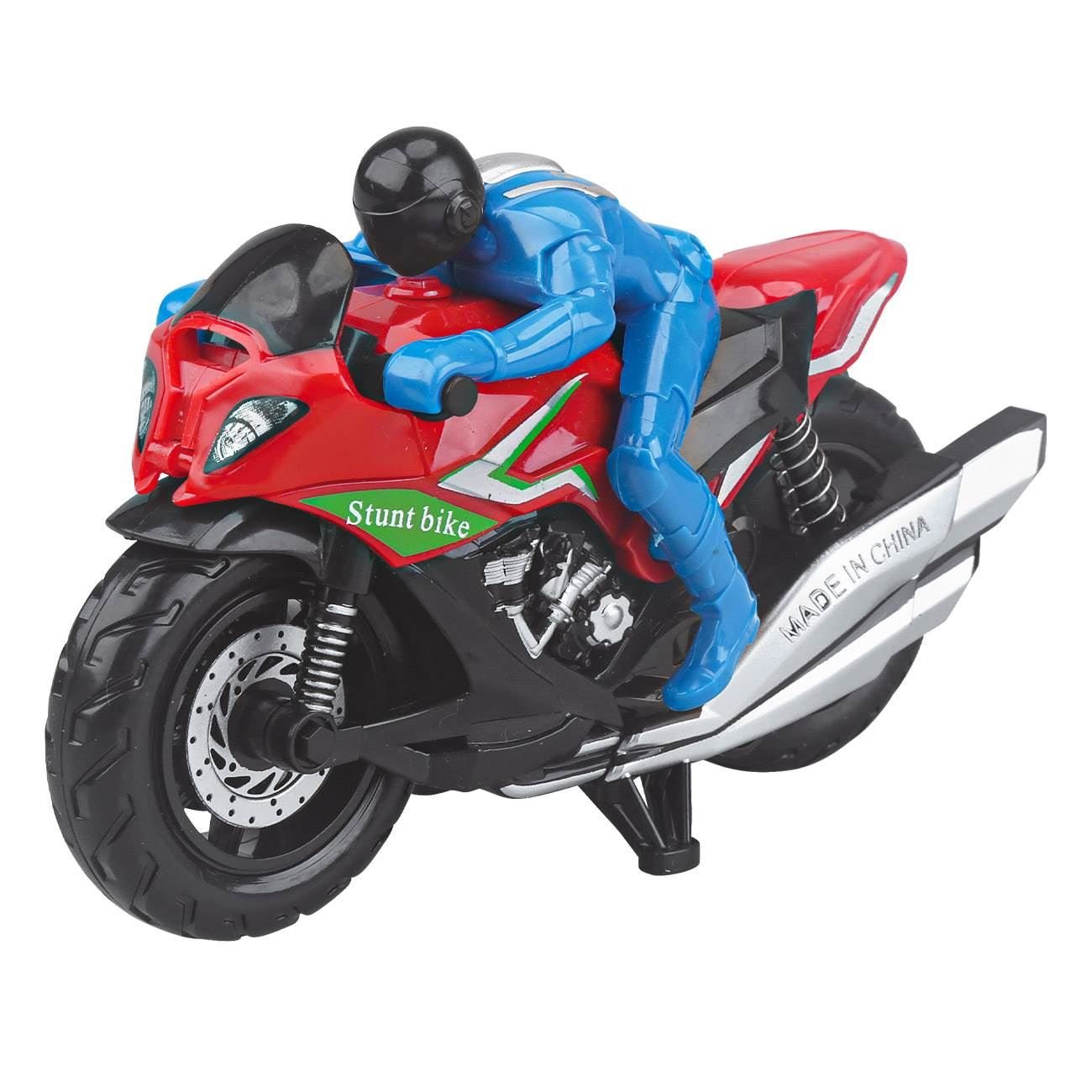 Motocicleta jucarie, stunt action, multicolor, 12.5 cm