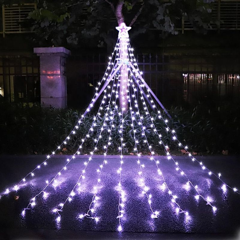 Casa si Gradina - Decoratiuni - Decoratiuni de sezon - Instalatie Solara de Craciun, Tip Perdea cu Stea, 350 LED-uri, IP44, Exterior/Interior, 3.5m - Infinity.ro