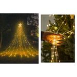 Casa si Gradina - Decoratiuni - Decoratiuni de sezon - Instalatie Solara de Craciun, Tip Perdea cu Stea, 350 LED-uri, IP44, Exterior/Interior, 3.5m - Infinity.ro