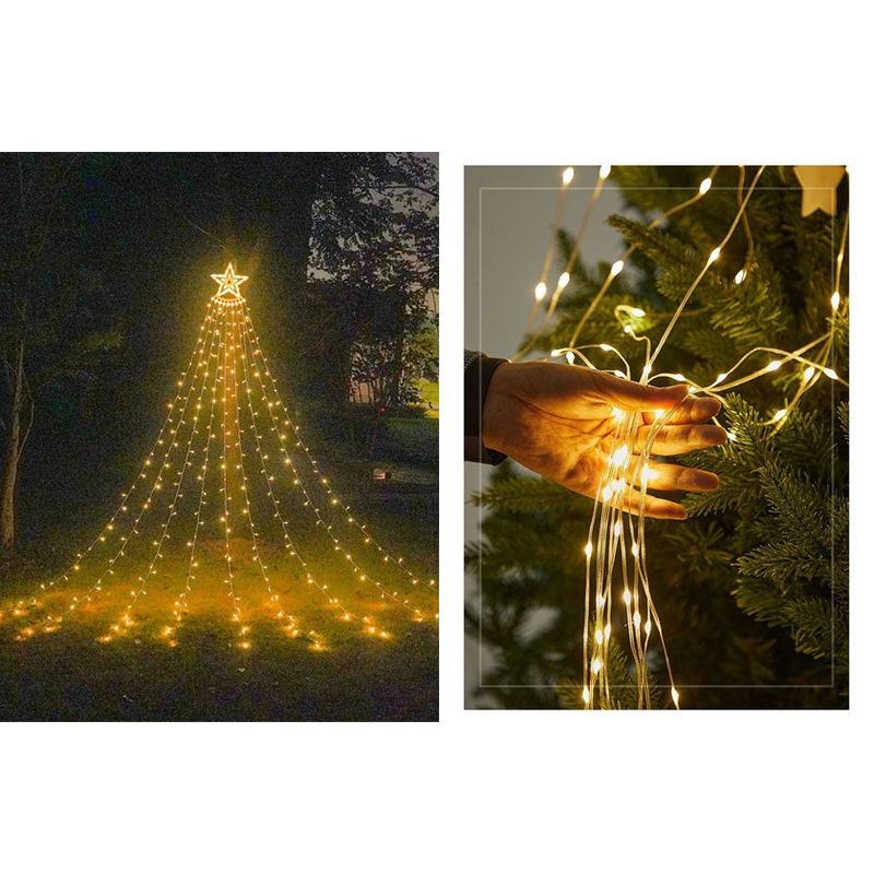 Casa si Gradina - Decoratiuni - Decoratiuni de sezon - Instalatie Solara de Craciun, Tip Perdea cu Stea, 350 LED-uri, IP44, Exterior/Interior, 3.5m - Infinity.ro