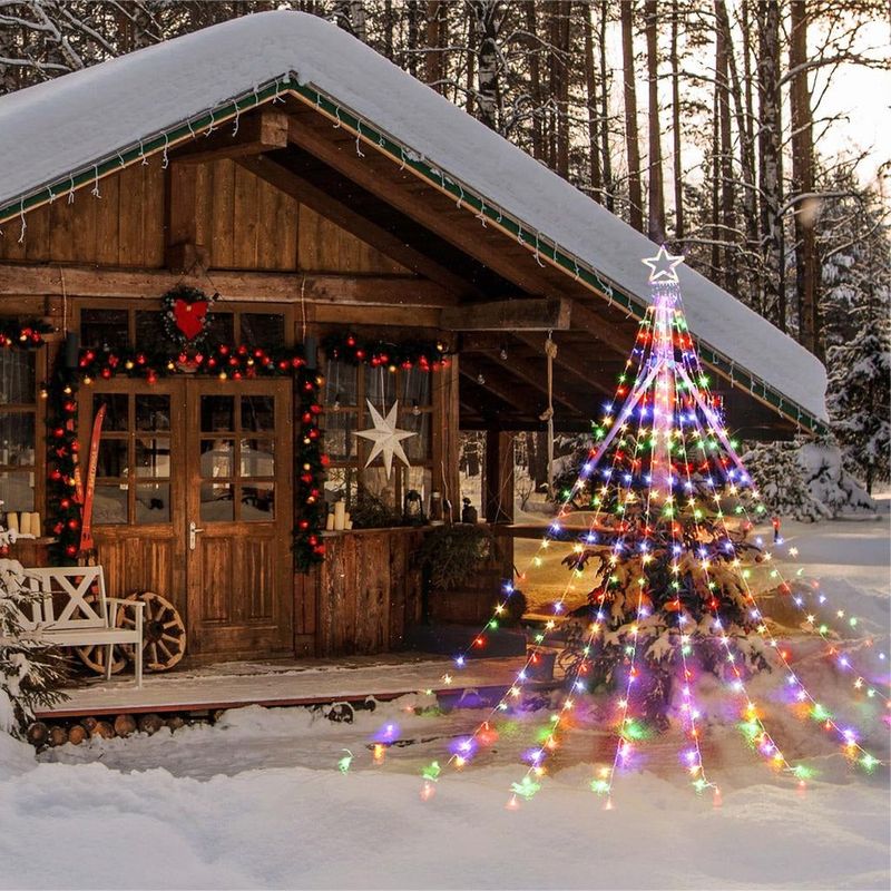 Casa si Gradina - Decoratiuni - Decoratiuni de sezon - Instalatie Solara de Craciun, Tip Perdea cu Stea, 350 LED-uri, IP44, Exterior/Interior, 3.5m - Infinity.ro