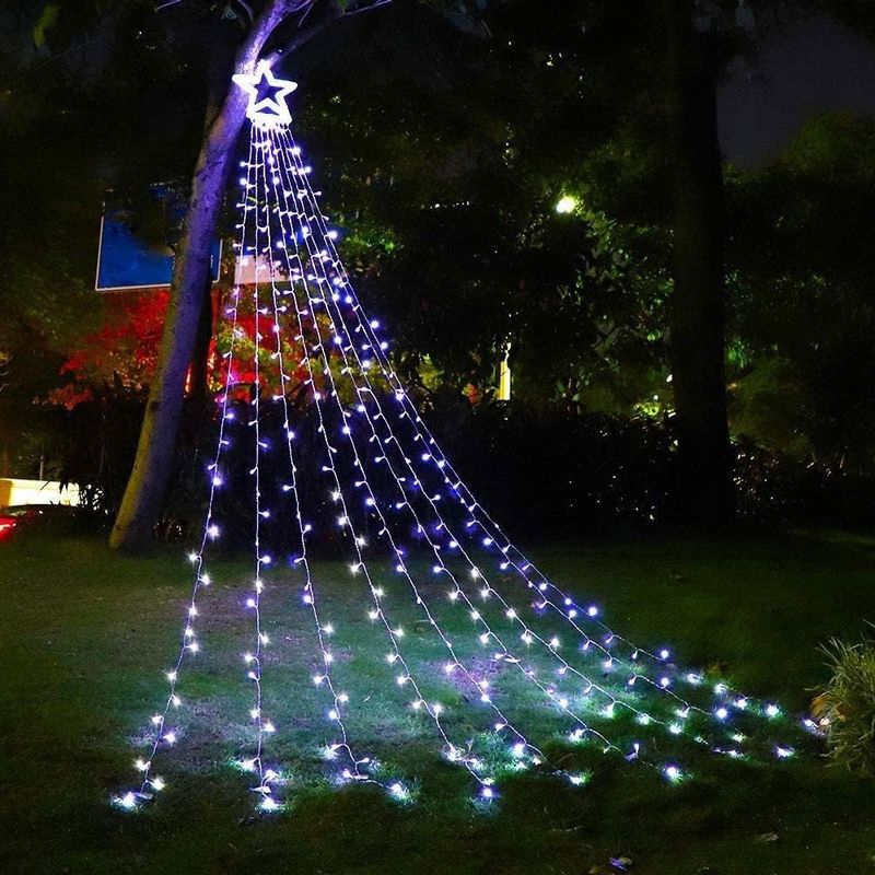 Casa si Gradina - Decoratiuni - Decoratiuni de sezon - Instalatie Solara de Craciun, Tip Perdea cu Stea, 350 LED-uri, IP44, Exterior/Interior, 3.5m - Infinity.ro