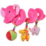 Jucarii, Copii si Bebe - Carucioare si articole de transport - Accesorii transport copii - Jucarie spirala pentru patut sau carucior, elefant fucsia, 27 cm, multicolor - Infinity.ro