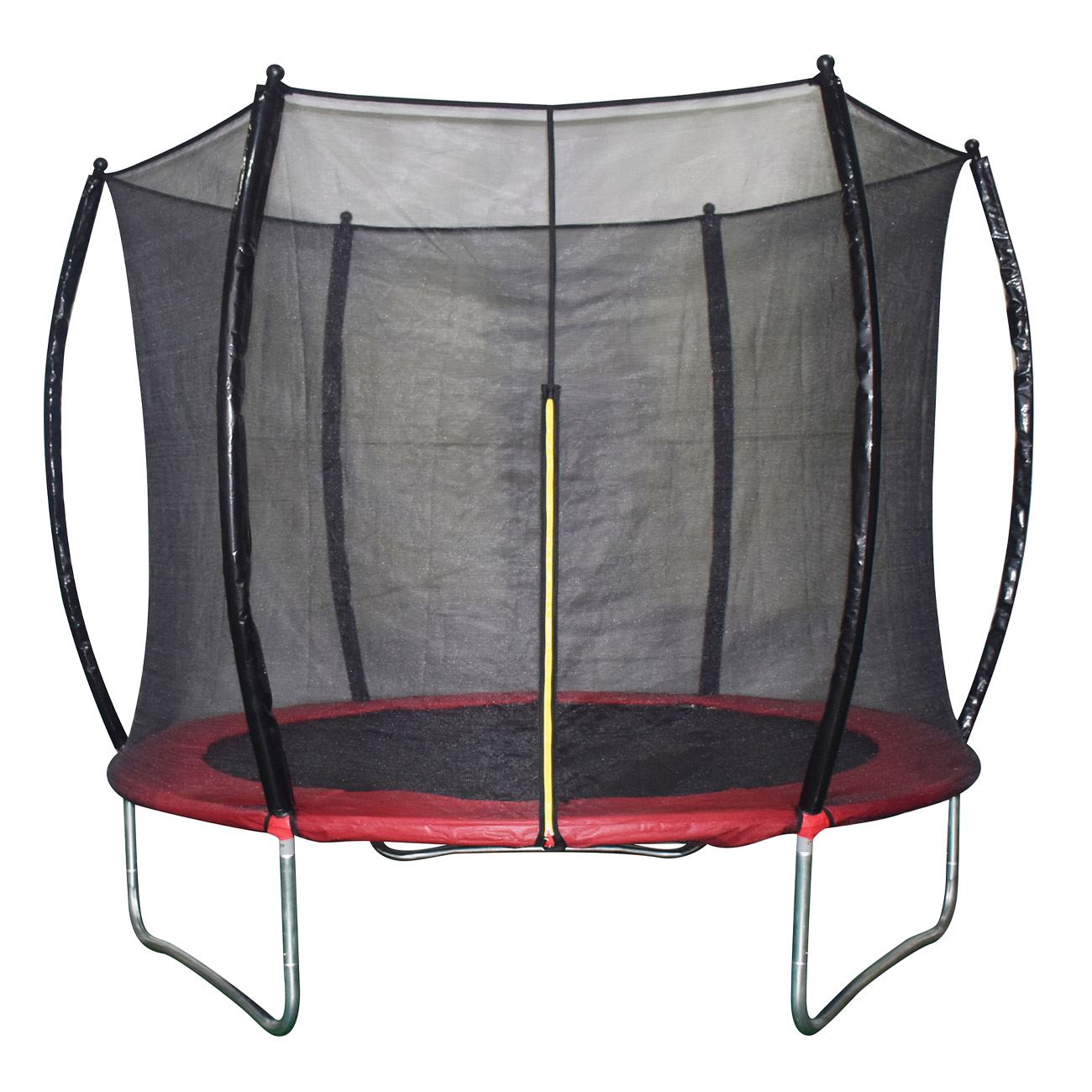 Trambulina cu plasa, 2.44 x 2.45m, inaltime podea 60cm, capacitate 100kg, negru/rosu