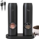 Casa si Gradina - Bucatarie si vesela - Ustensile bucatarie - Rasnite si dozatoare condimente - Set cu 2 Rasnite Electrice pentru Condimente, Incarcare USB, cu Lumina LED, Negru - Infinity.ro