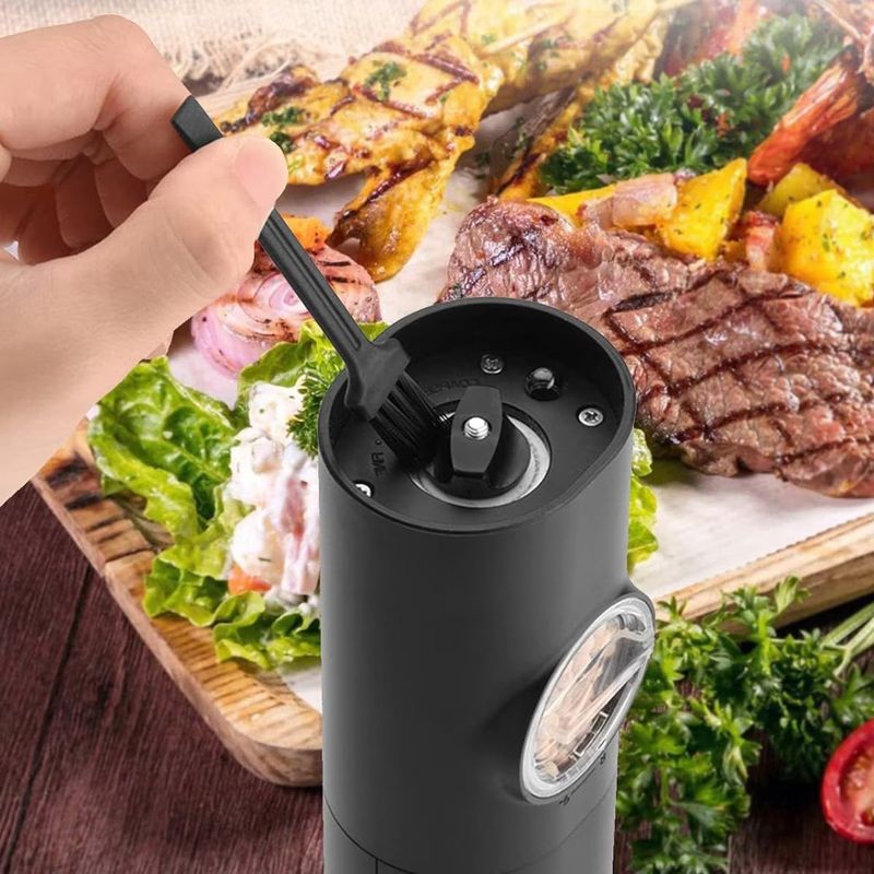 Casa si Gradina - Bucatarie si vesela - Ustensile bucatarie - Rasnite si dozatoare condimente - Set cu 2 Rasnite Electrice pentru Condimente, Incarcare USB, cu Lumina LED, Negru - Infinity.ro