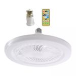 Casa si Gradina - Corpuri si surse de iluminat - Plafoniere, aplice si spoturi - Ventilator de tavan silentios, 30W, 3 viteze, cu soclu E27/B22, lumina si telecomanda, alb-galben - Infinity.ro