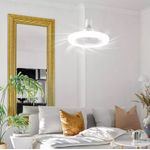 Casa si Gradina - Corpuri si surse de iluminat - Plafoniere, aplice si spoturi - Ventilator de tavan silentios, 30W, 3 viteze, cu soclu E27/B22, lumina si telecomanda, alb-galben - Infinity.ro