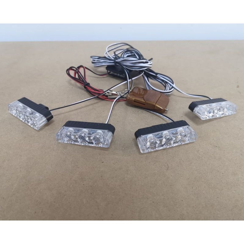 Casa si Gradina - Corpuri si surse de iluminat - Veioze si lampi - Lampi de veghe - Set 4 lumini LED de avertizare rosu-albastru pentru grila, functii stroboscop, 36W, 12V - Infinity.ro