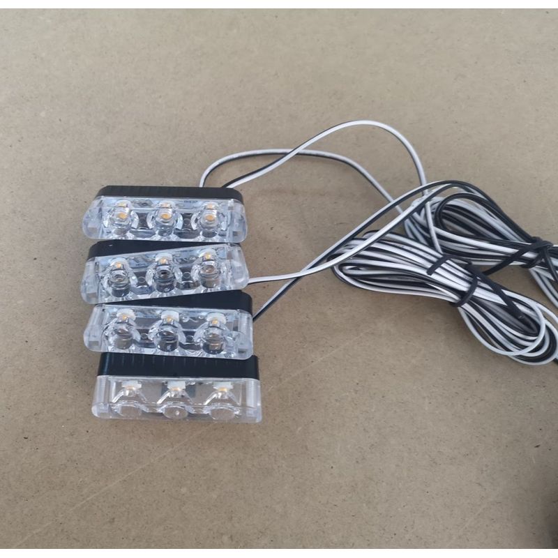 Casa si Gradina - Corpuri si surse de iluminat - Veioze si lampi - Lampi de veghe - Set 4 lumini LED de avertizare rosu-albastru pentru grila, functii stroboscop, 36W, 12V - Infinity.ro