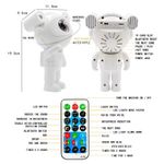 Casa si Gradina - Corpuri si surse de iluminat - Veioze si lampi - Lampi de veghe copii - Proiector bluetooth LED RGB in forma de astronaut cu sunete si lumini, telecomanda, stickere autoadezive, alb - Infinity.ro