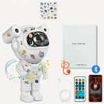 Casa si Gradina - Corpuri si surse de iluminat - Veioze si lampi - Lampi de veghe copii - Proiector bluetooth LED RGB in forma de astronaut cu sunete si lumini, telecomanda, stickere autoadezive, alb - Infinity.ro