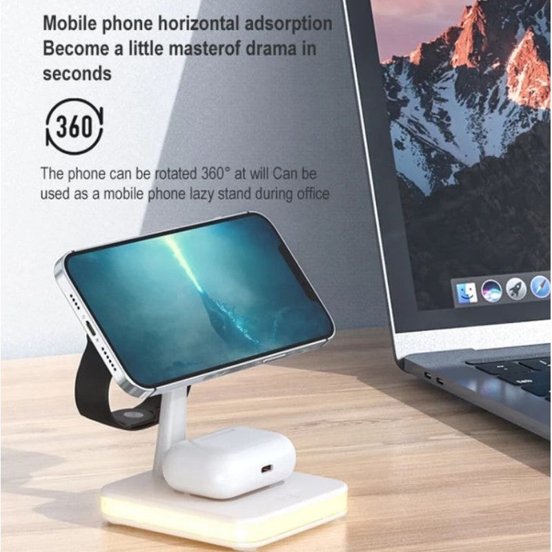 Laptop, Telefoane si Tablete - Telefoane mobile si accesorii - Accesorii Telefoane - Incarcatoare telefoane - Incarcator wireless 4 in 1 Andowl 991, 25W, compatibil cu iPhone, iWatch, Airpod Pro 2 3 - Infinity.ro