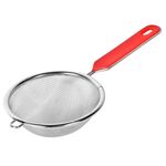 Casa si Gradina - Bucatarie si vesela - Ustensile bucatarie - Site bucatarie, strecuratori si accesorii - Strecuratoare metalica, diametru 10cm, maner rosu - Infinity.ro