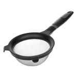 Casa si Gradina - Bucatarie si vesela - Ustensile bucatarie - Site bucatarie, strecuratori si accesorii - Strecuratoare manuala, plastic, negru, dimensiune 11cm, maner 16cm, plasa metalica - Infinity.ro