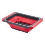 Casa si Gradina - Bucatarie si vesela - Ustensile bucatarie - Site bucatarie, strecuratori si accesorii - Strecuratoare pliabila, fara bpa, maner extensibil, capacitate 5,5l, rosu/gri, 39 x 26 x 11,5cm - Infinity.ro