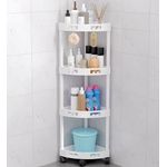 Casa si Gradina - Mobilier - Mobilier baie - Etajere baie - Etajera de colt pentru baie, bucatarie, balcon, cu roti si 4 spatii de depozitare, plastic, 34x25x84cm, alb - Infinity.ro