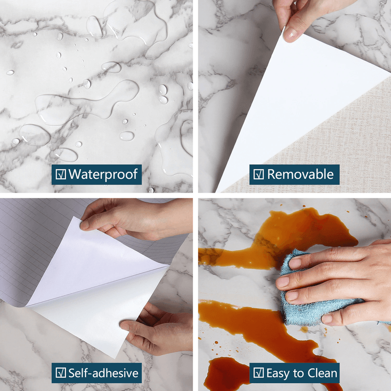 Carti si Birotica/Papetarie/Hartie si topuri/Autocolant - Folie autoadeziva imitatie marmura pentru bucatarie si baie, dimensiune 60 x 300 cm, Gri - Infinity.ro