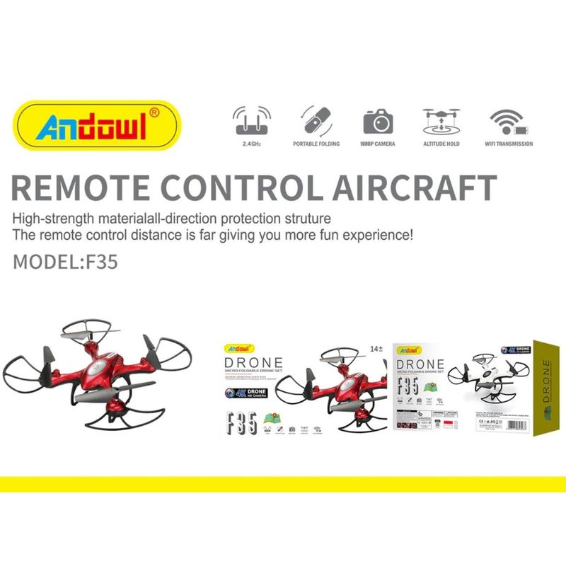 TV, Audio-Video si Foto - Camere de actiune si drone - Drone - Drona cu camera video 4K, F35, baterie 3.7V 600mAh, timp zbor 9 minute, 30 m distanta, rosu - Infinity.ro