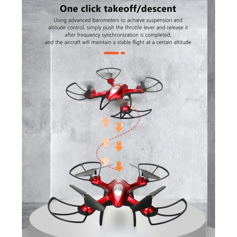 TV, Audio-Video si Foto - Camere de actiune si drone - Drone - Drona cu camera video 4K, F35, baterie 3.7V 600mAh, timp zbor 9 minute, 30 m distanta, rosu - Infinity.ro