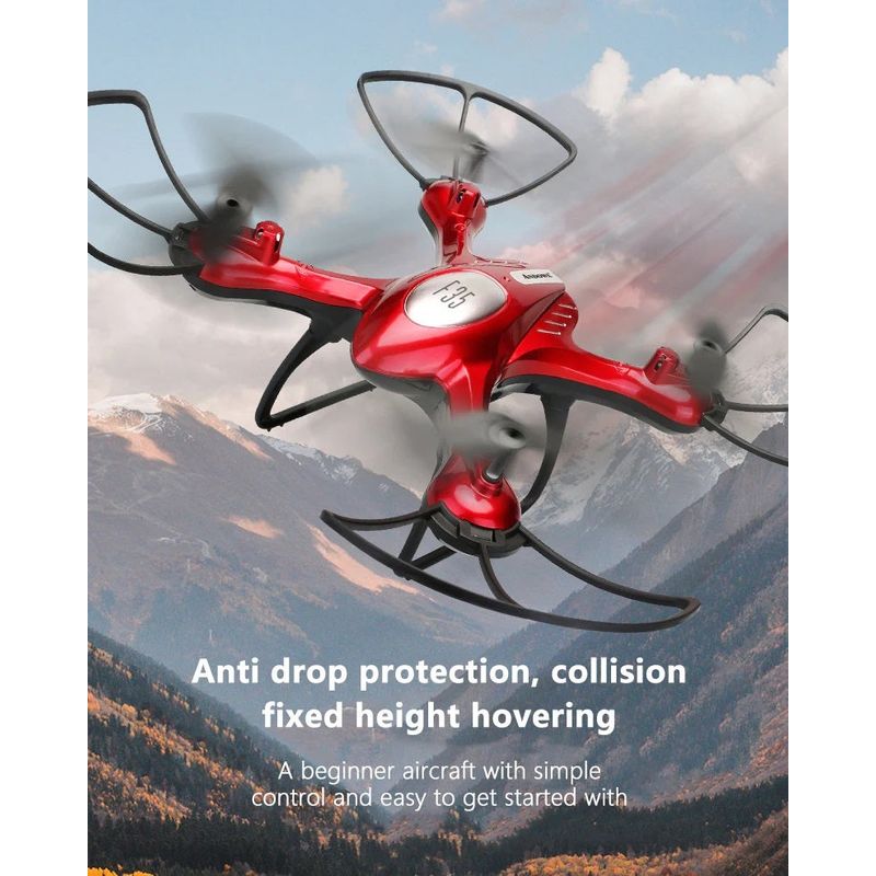 TV, Audio-Video si Foto - Camere de actiune si drone - Drone - Drona cu camera video 4K, F35, baterie 3.7V 600mAh, timp zbor 9 minute, 30 m distanta, rosu - Infinity.ro