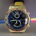 Fashion, accesorii si bijuterii - Barbati - Bijuterii barbati - Ceasuri barbati - Ceas elegant barbatesc, bratara metalica aurie, mecanism quartz, display analog - Infinity.ro