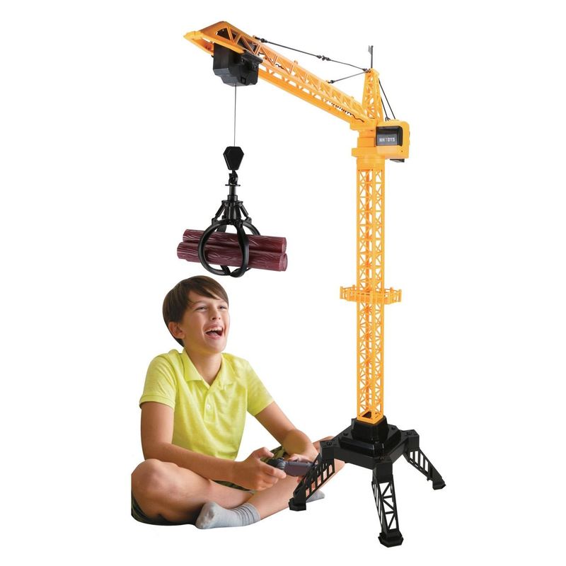 Jucarii, Copii si Bebe - Jucarii si jocuri - Vehicule si jucarii cu telecomanda - Masinute - Macara cu telecomanda, rc, inaltime totala 120cm, rotire 360°, baterii aa, galbena - Infinity.ro