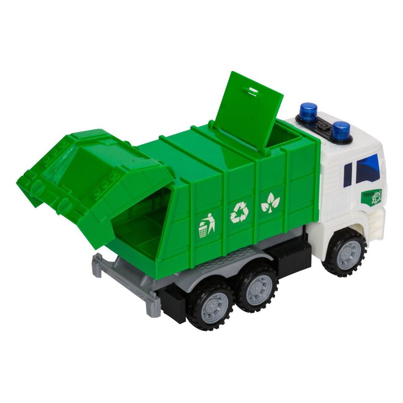 Jucarii, Copii si Bebe - Jucarii si jocuri - Vehicule si jucarii cu telecomanda - Utilaje constructie de jucarie - Camion jucarie reciclare, gunoiere, verde, sunet si lumini, 3 baterii incluse - Infinity.ro