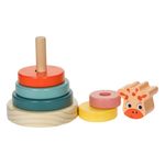 Jucarii, Copii si Bebe - Jucarii si jocuri - Jucarii & jocuri educative - Jocuri si jucarii educative - Jucarie educativa lemn, piramida inele, girafa, multicolor, 10x 14cm, 5 inele - Infinity.ro