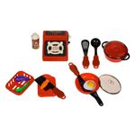 Jucarii, Copii si Bebe - Jucarii si jocuri - Jucarii de rol - Bucatarii copii - Set bucatarie, 12 piese, multicolor, accesorii gatit, jucarie pentru copii - Infinity.ro